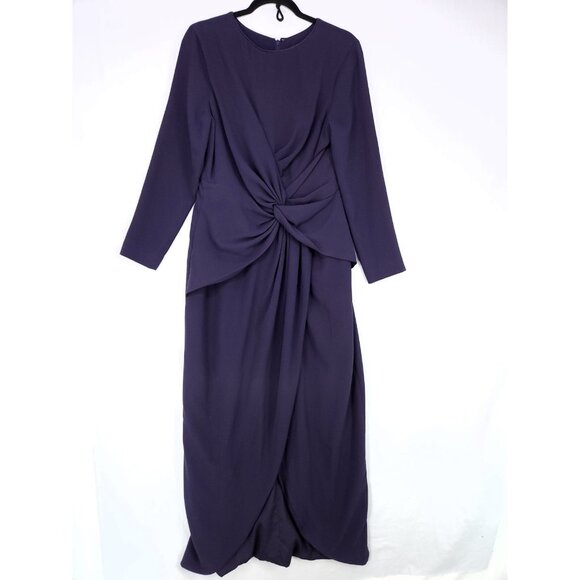 Dress the Population Maxi Dress Size Large Twist Front Long Sleeve Night Gown - Picture 1 of 13